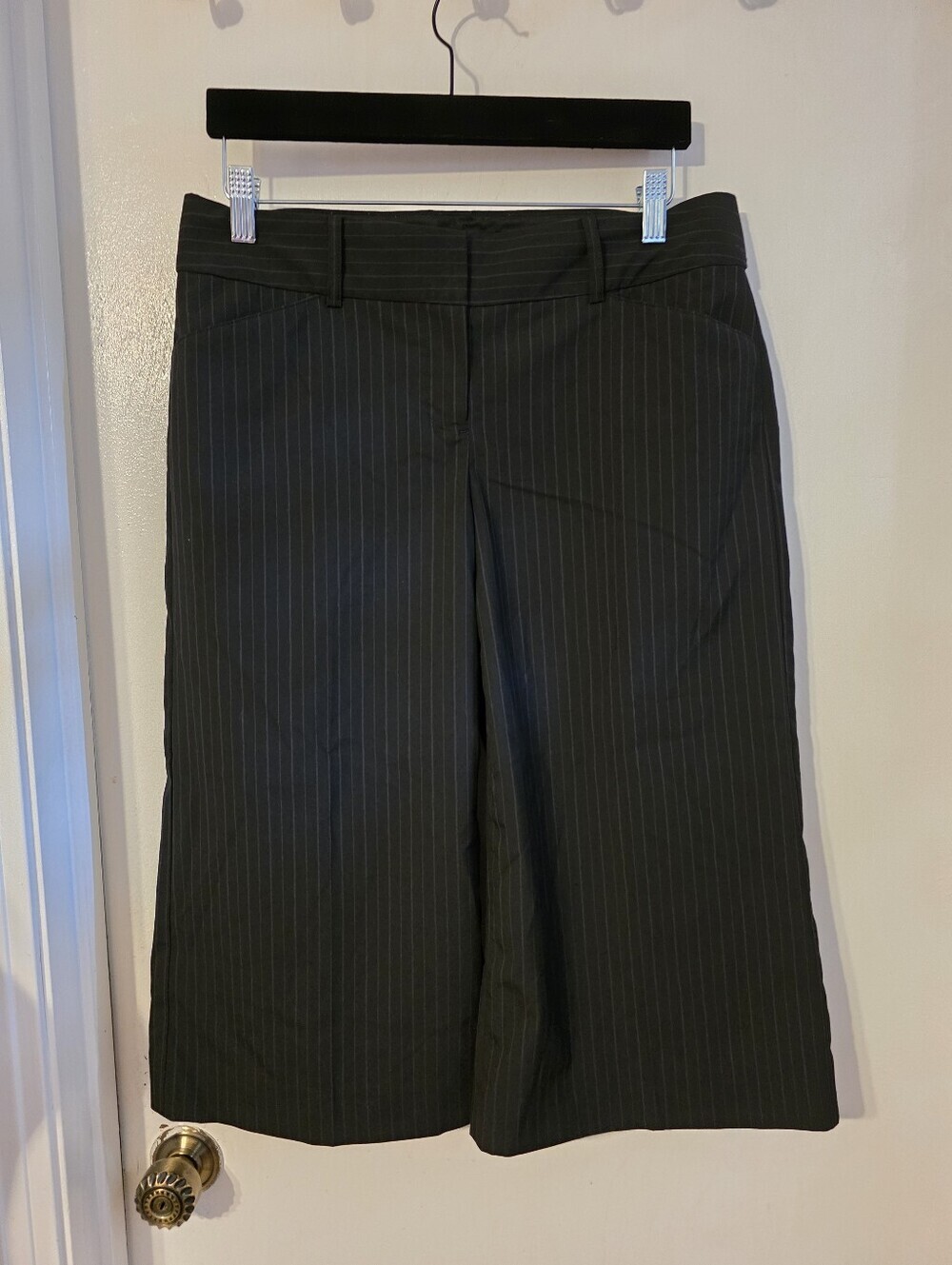 Pinstripe Black Wide Leg Cropped Pants